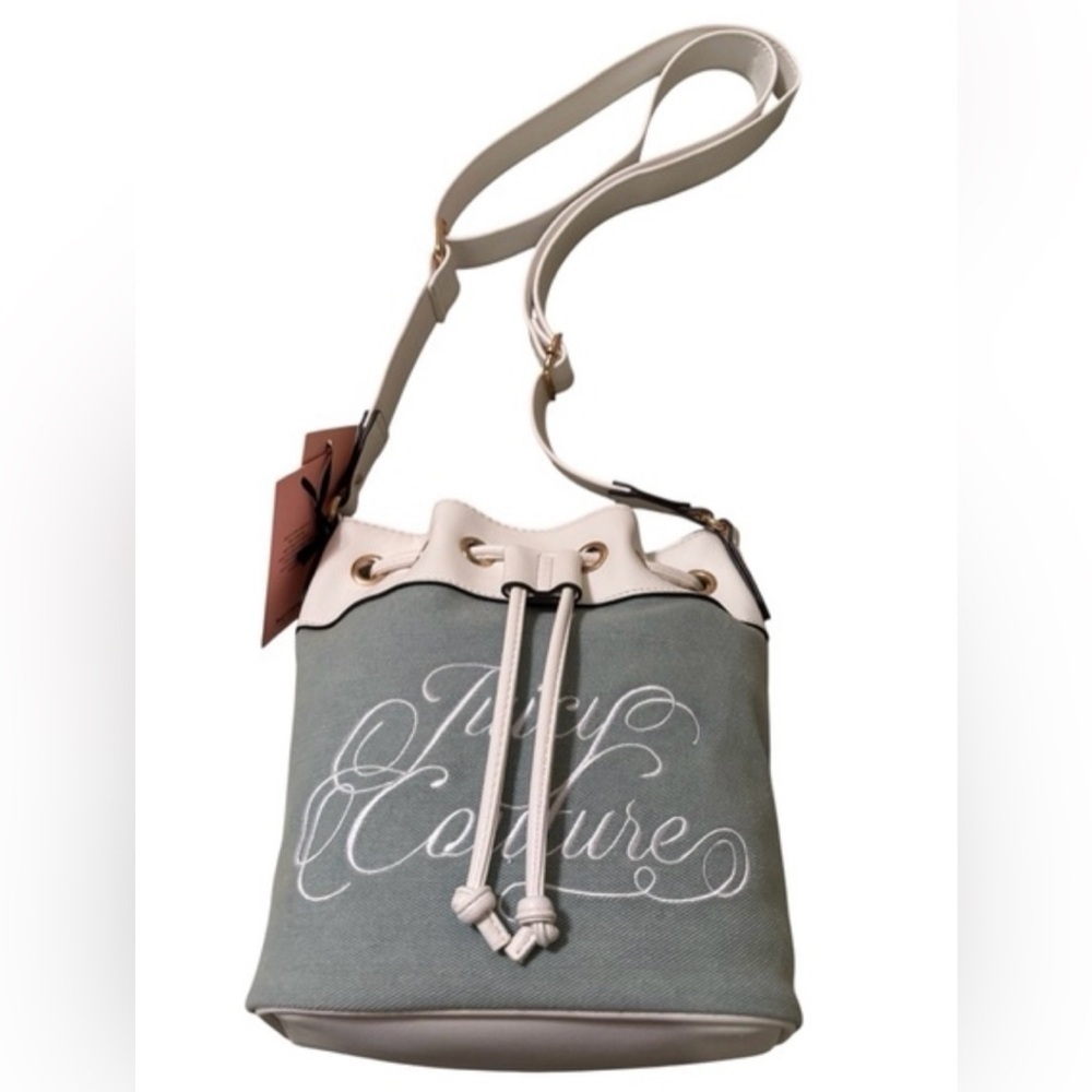 NWT Y2K Juicy Couture Denim Blue Adjustable Drawstring Bucket Bag 90’s